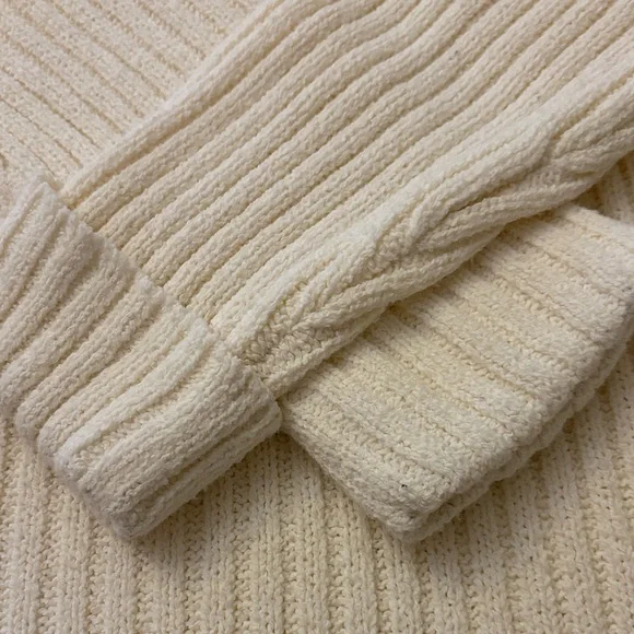 Express Cozy Cream Ribbed Turtleneck Sweater - Picture 3 of 5